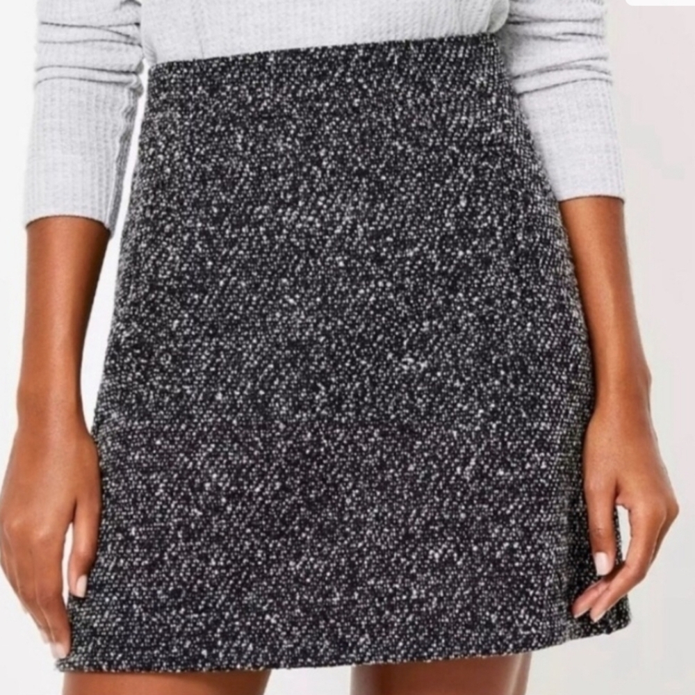 Anne Taylor Loft Dark Academia NWT Black & White Tweed Aline Mini Pockets Sz Lg